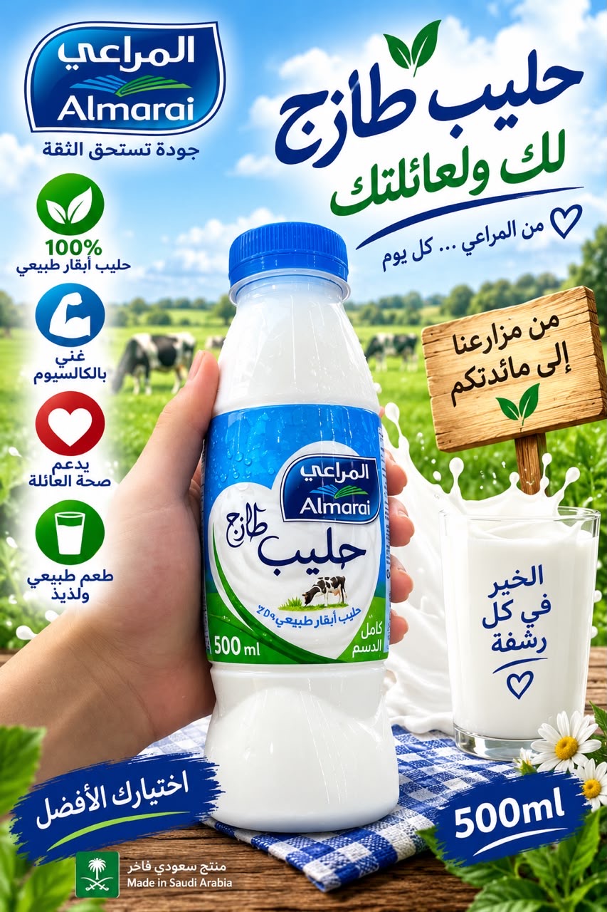 حليب كامل الدسم 500 مل المراعي