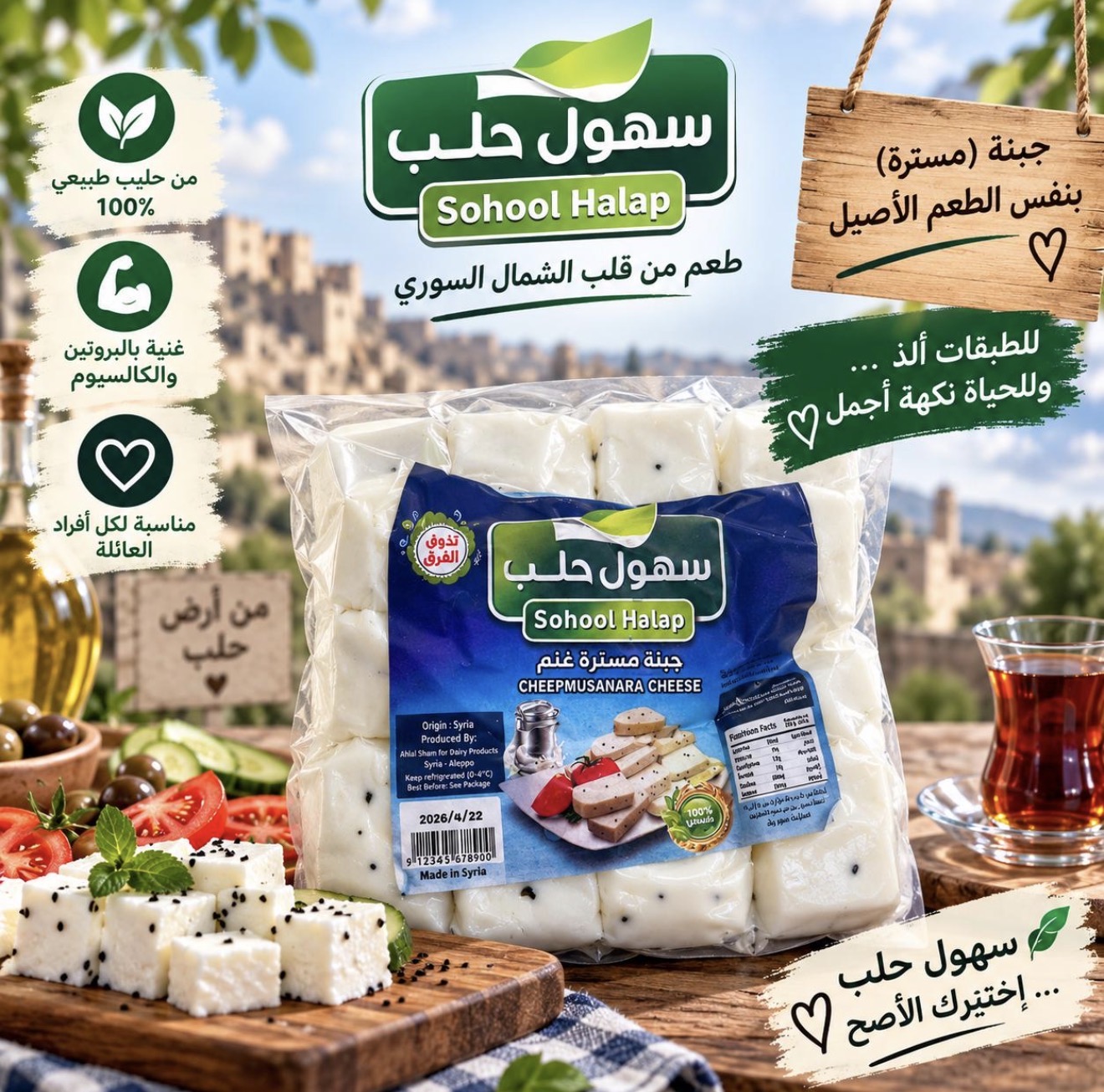 جبنة مسنرة غنم ملح خفيف سهول حلب