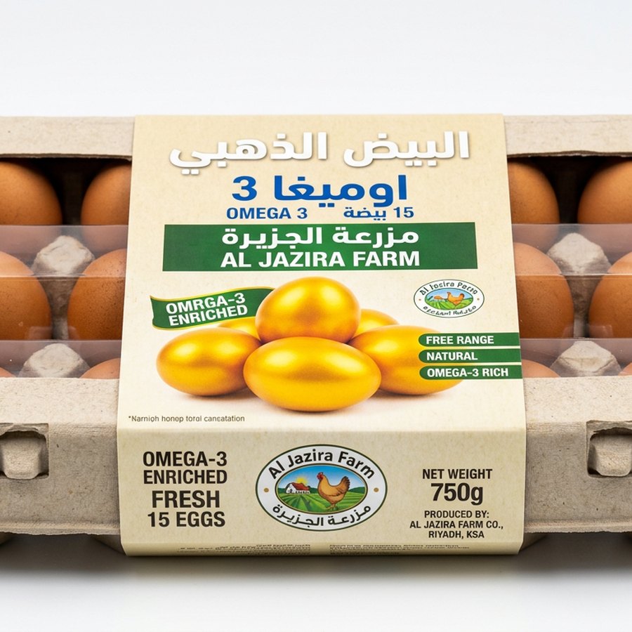 البيض الذهبي اوميغا 3 15 بيضة مزرعة الجزيرة