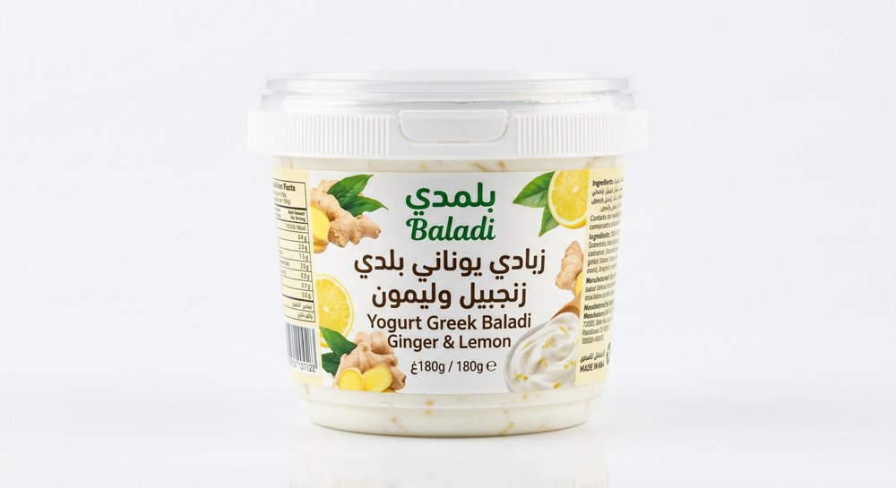 زبادي يوناني بلدي زنجبيل وليمون 180 غ