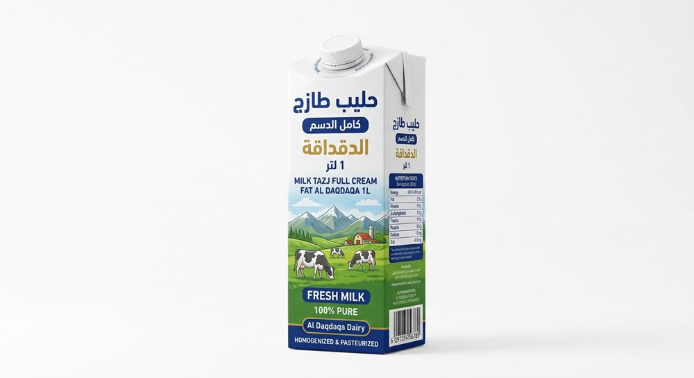 حليب طازج كامل الدسم الدقداقة 1 لتر