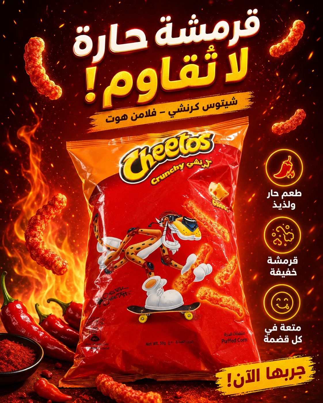 شيتوس كرنشي حار نار 48/50غ