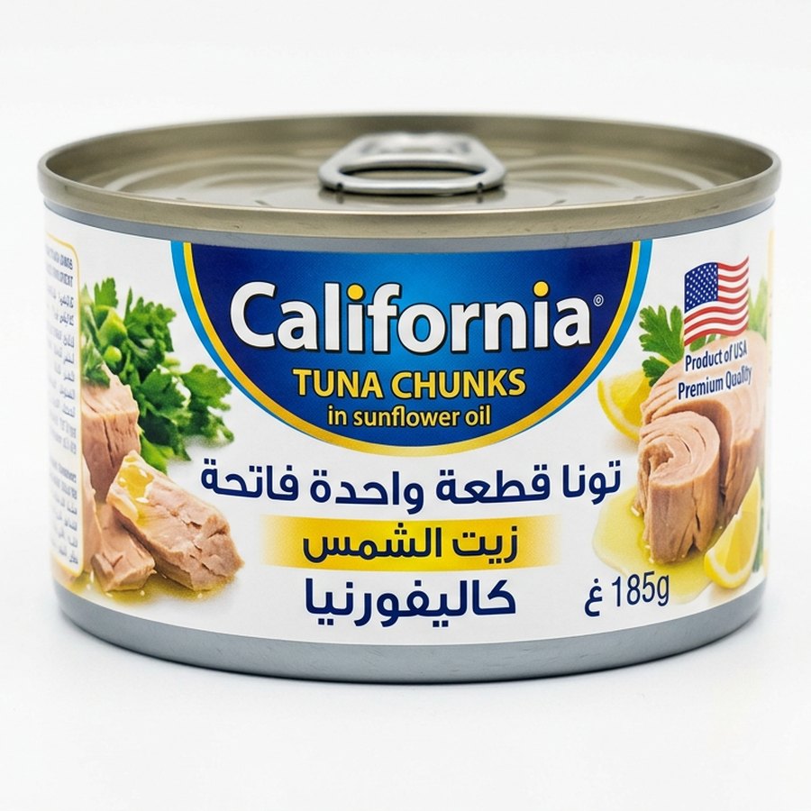 تونا قطعة واحدة فاتحة زيت الشمس كاليفورنيا 185 غ