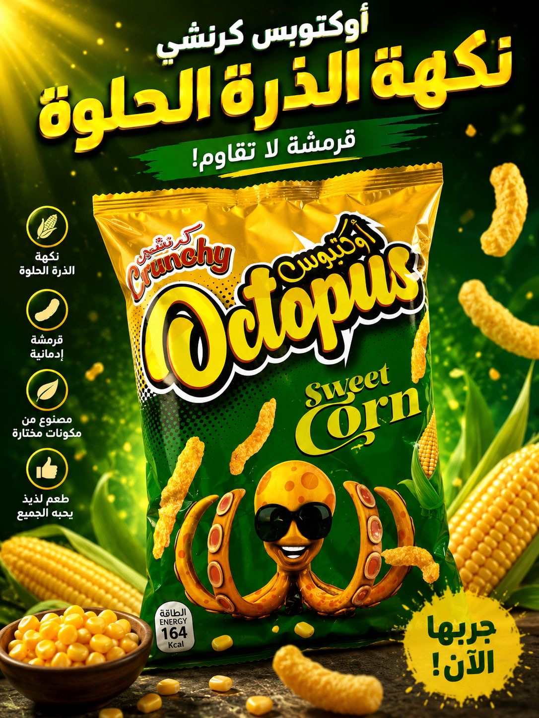 شيبس اوكتبوس ذرة حلو 200 غ