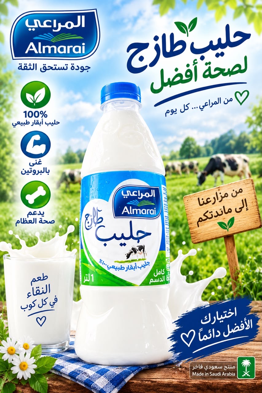 حليب كامل الدسم 1 لتر المراعي