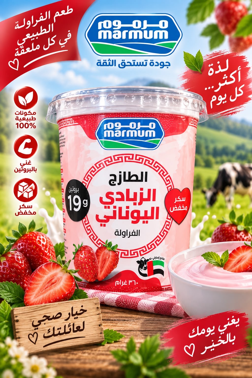 زبادى يونانى بالفراولة 360 غ