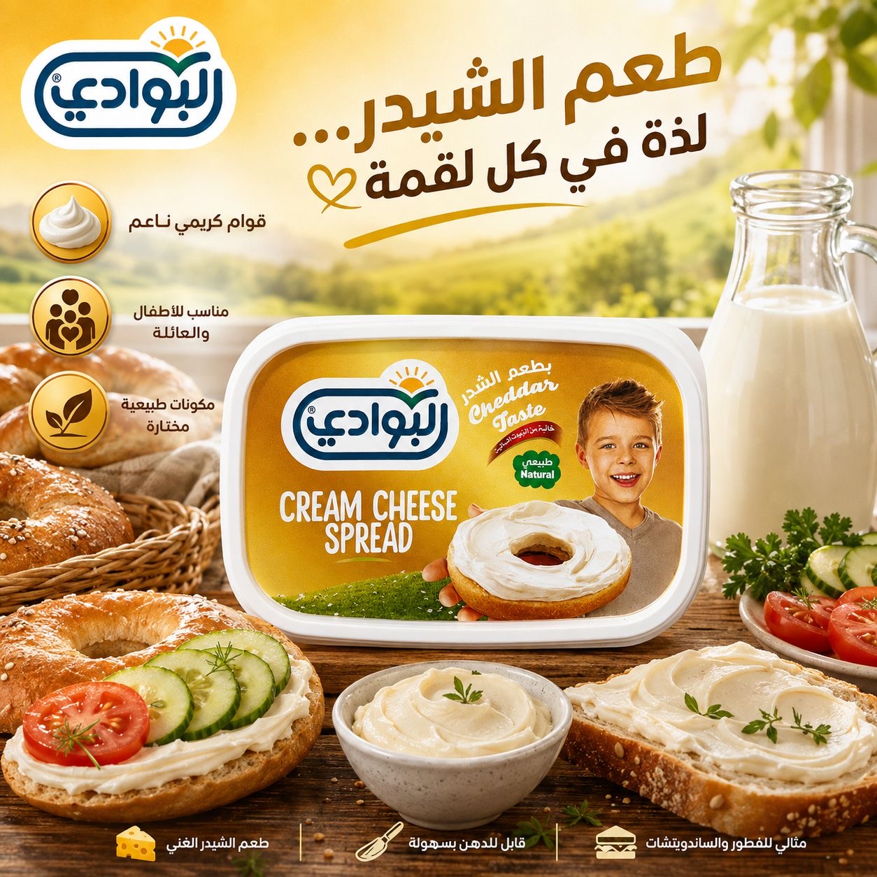 جبنة كريمية بطعم الشدر البوادى 350 غ