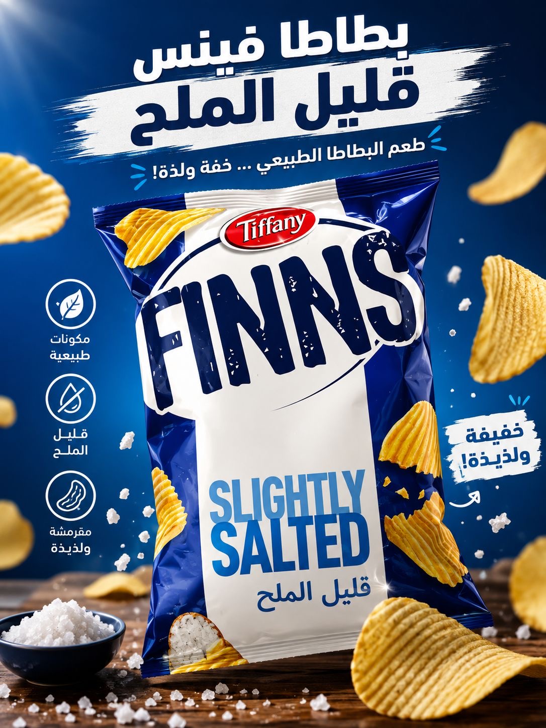 شيبس تيفاني ملح قليل 85غ