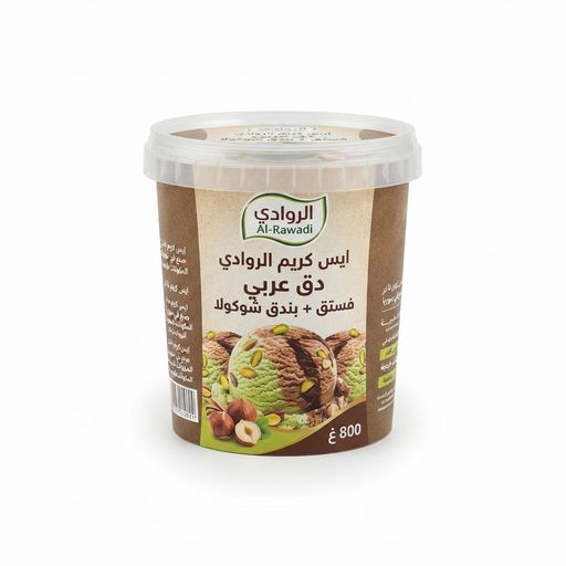 ايس كريم الروادي دق عربي 800 غ فستق + بندق شوكولا