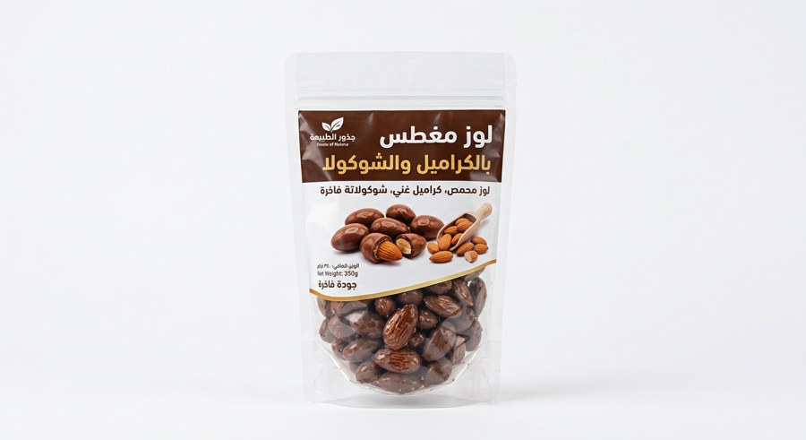 لوز مغطس بالكراميل والشوكولا