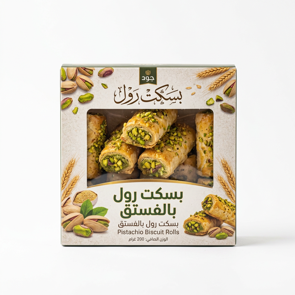 بسكت رول بالفستق