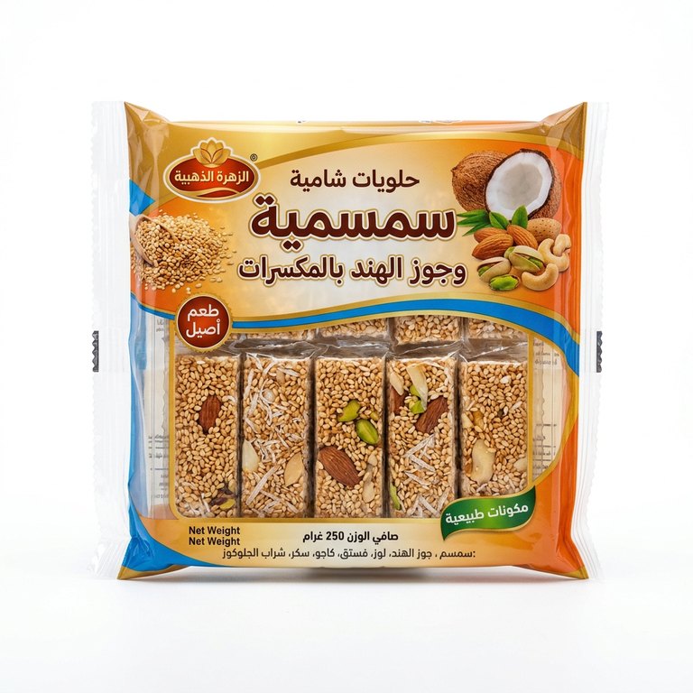 سمسمية السمسم وجوز الهند بالمكسرات